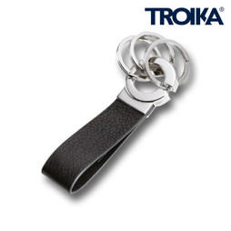 TROIKA KR802 - Stylish Leather Keyring with Triple Metal Rings