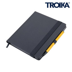 TROIKA NPP04 - Schwarzes A5 Notizbuch mit Stift und Lineal