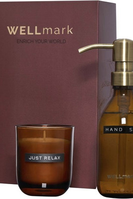 WELLmark 126406 - Wellmark Discovery 250 ml hand soap dispenser and 150 g scented candle set