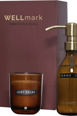 WELLmark 126406 - Wellmark Discovery 250 ml hand soap dispenser and 150 g scented candle set