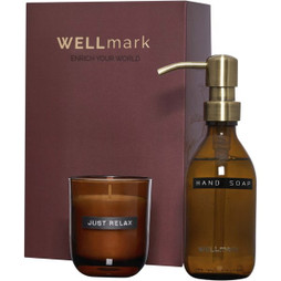 WELLmark 126406 - Wellmark Discovery sæt med 250 ml håndsæbedispenser og 150 g duftlys