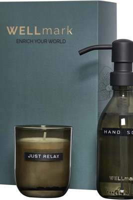 WELLmark 126406 - Wellmark Discovery 250 ml hand soap dispenser and 150 g scented candle set
