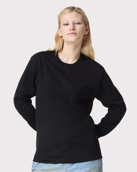 American Apparel 9410 - Camiseta de bolsillo unisex de manga larga y gran gramaje