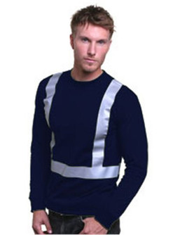 Bayside 3761 - Camiseta de manga larga de alta visibilidad para hombre, fabricada en EE.UU.
