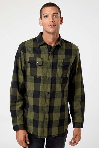 Burnside 8219 - Camisa de franela a cuadros con botones a presión para hombre