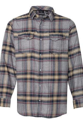 Burnside 8219 - Mens Snap Front Plaid Flannel Shirt
