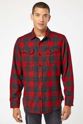 Burnside 8219 - Camisa de franela a cuadros con botones a presión para hombre