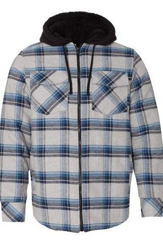 Burnside 8620 - Mens Quilted Flannel Hooded Jacket