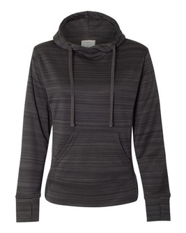 J. America 8662 - Sudadera con capucha Odyssey Striped Performance Fleece Lapover de mujer