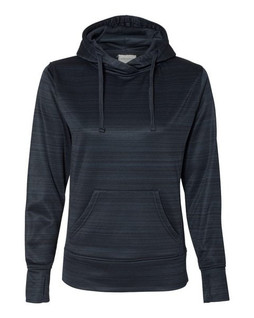 J. America 8662 - Womens Odyssey Striped Performance Fleece Lapover Hooded Sweatshirt
