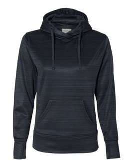 J. America 8662 - Sudadera con capucha Odyssey Striped Performance Fleece Lapover de mujer