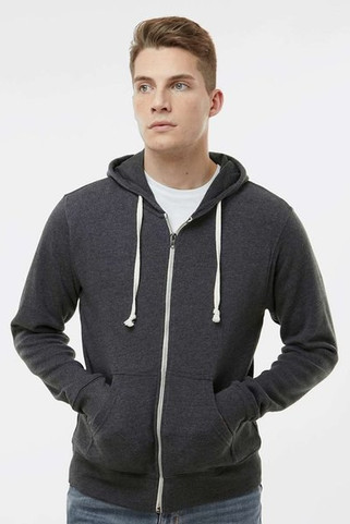 J. America 8872 - Sudadera con capucha y cremallera completa Triblend para hombre