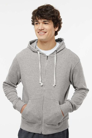 J. America 8872 - Sudadera con capucha y cremallera completa Triblend para hombre