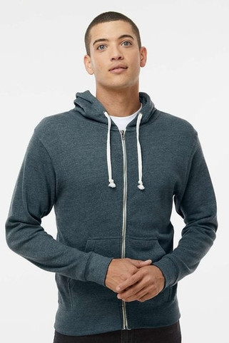 J. America 8872 - Sudadera con capucha y cremallera completa Triblend para hombre