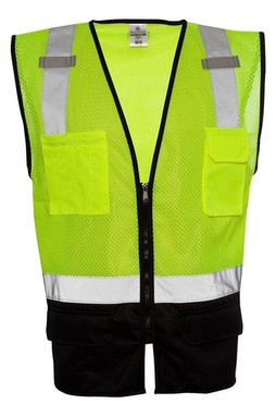 Kishigo 1509 - Unisex Black Bottom Mesh Class 2 Vest