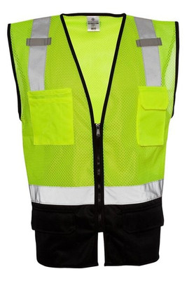 Kishigo 1509 - Unisex Black Bottom Mesh Class 2 Vest