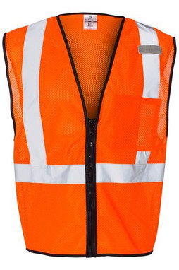 Kishigo 1519-1520 - Unisex Single Pocket Zipper Mesh Class 2 Vest