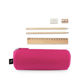 Multi-purpose case in recycled felt (100% rPET) with ruler, pencils, rubber and sharpener - Egotier 11196