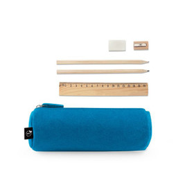 Multi-purpose case in recycled felt (100% rPET) with ruler, pencils, rubber and sharpener - Egotier 11196