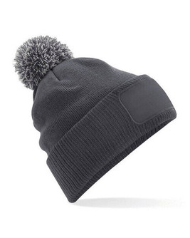 Beechfield B443 - Premium Two-Tone Pom Pom Beanie with Print Patch