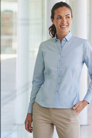 Henbury H583 - LONG SLEEVE COTTON FEEL SHIRT