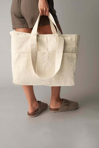 Westford Mill W604 - DOUBLE HANDLE POCKET TOTE