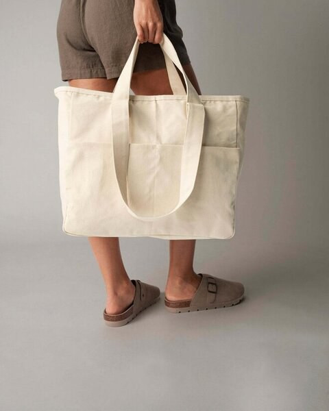 Westford Mill W604 - DOUBLE HANDLE POCKET TOTE