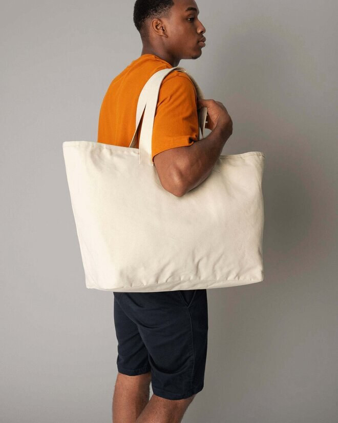 Westford mill W606 Black OVERSIZED HEAVY DUTY CANVAS TOTE BAG