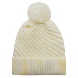 AJM 1E133L - Acrylic / Polyester Satin, Cuff Toque (Pom Pom 8cm, Women's)