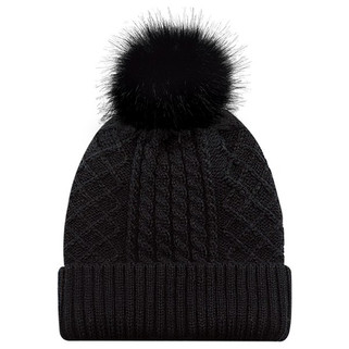 AJM 1E140L - Toque en Acrylique / Polyester Satin (Faux Fur Pom Pom 12cm, Womens)