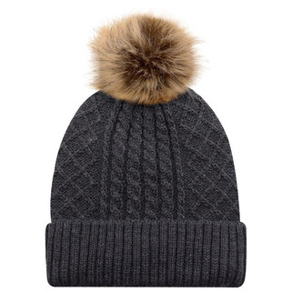 AJM 1E140L - Toque en Acrylique / Polyester Satin (Faux Fur Pom Pom 12cm, Womens)