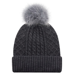 AJM 1E140L - Toque en Acrylique / Polyester Satin (Faux Fur Pom Pom 12cm, Womens)