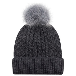 AJM 1E140L - Acrylic / Polyester Satin Cuff Toque (Faux Fur Pom Pom 12cm, Women’s)