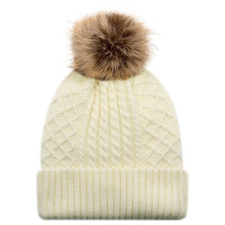 AJM 1E140L - Acrylic / Polyester Satin Cuff Toque (Faux Fur Pom Pom 12cm, Women’s)