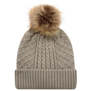 AJM 1E140L - Acrylic / Polyester Satin Cuff Toque (Faux Fur Pom Pom 12cm, Women’s)