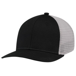 AJM 7M110M - Deluxe Chino Twill / Flexible Polyester Mesh, 6 Panel Constructed Pro-Round (Mesh Back, Deluxe Fit)