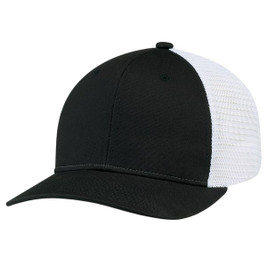 AJM 7M110M - Deluxe Chino Twill / Flexible Polyester Mesh, 6 Panel Constructed Pro-Round (Mesh Back, Deluxe Fit)