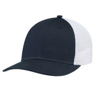 AJM 7M110M - Deluxe Chino Twill / Flexible Polyester Mesh, 6 Panel Constructed Pro-Round (Mesh Back, Deluxe Fit)