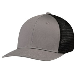 AJM 7M110M - Deluxe Chino Twill / Flexible Polyester Mesh, 6 Panel Constructed Pro-Round (Mesh Back, Deluxe Fit)