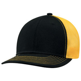 AJM 8E019M - Deluxe Chino Twill / Polyester Mesh 6 Panel Constructed Pro-Round (Mesh Back)