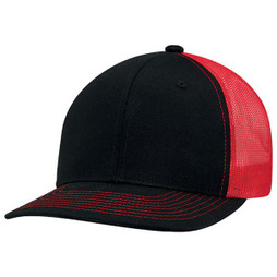 AJM 8E019M - Deluxe Chino Twill / Polyester Mesh 6 Panel Constructed Pro-Round (Mesh Back)