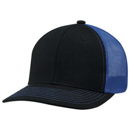 AJM 8E019M - Deluxe Chino Twill / Polyester Mesh 6 Panel Constructed Pro-Round (Mesh Back)