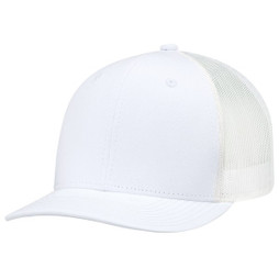AJM 8E019M - Deluxe Chino Twill / Polyester Mesh 6 Panel Constructed Pro-Round (Mesh Back)