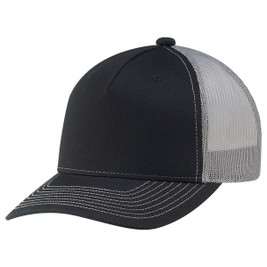 AJM 8E909M - Deluxe Chino Twill / Polyester Mesh 6 Panel Constructed Pro-Round (Mesh Back)