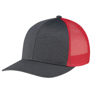 AJM 8H018M - Polyester Heather / Polyester Mesh 6 Panel Constructed Pro-Round (Mesh-Back)