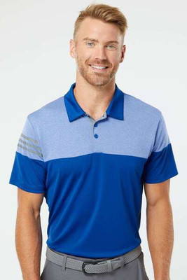 Adidas A213 - Heathered 3-Stripes Colorblocked Polo