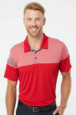 Adidas A213 - Heathered 3-Stripes Colorblocked Polo
