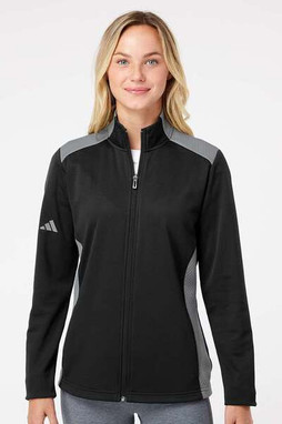 Adidas A529 - Womens Textured Mixed Media Full-Zip Jacket