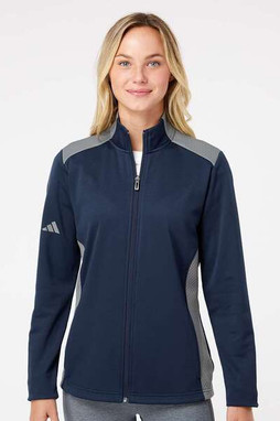Adidas A529 - Womens Textured Mixed Media Full-Zip Jacket