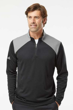 Adidas A532 - Textured Mixed Media Quarter-Zip Pullover